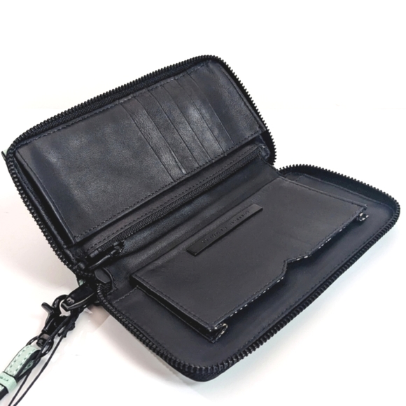 NWT Loeffler Randall Mint (Light Blue-Green) Leather "Zip Wallet" Wristlet - Picture 6 of 10